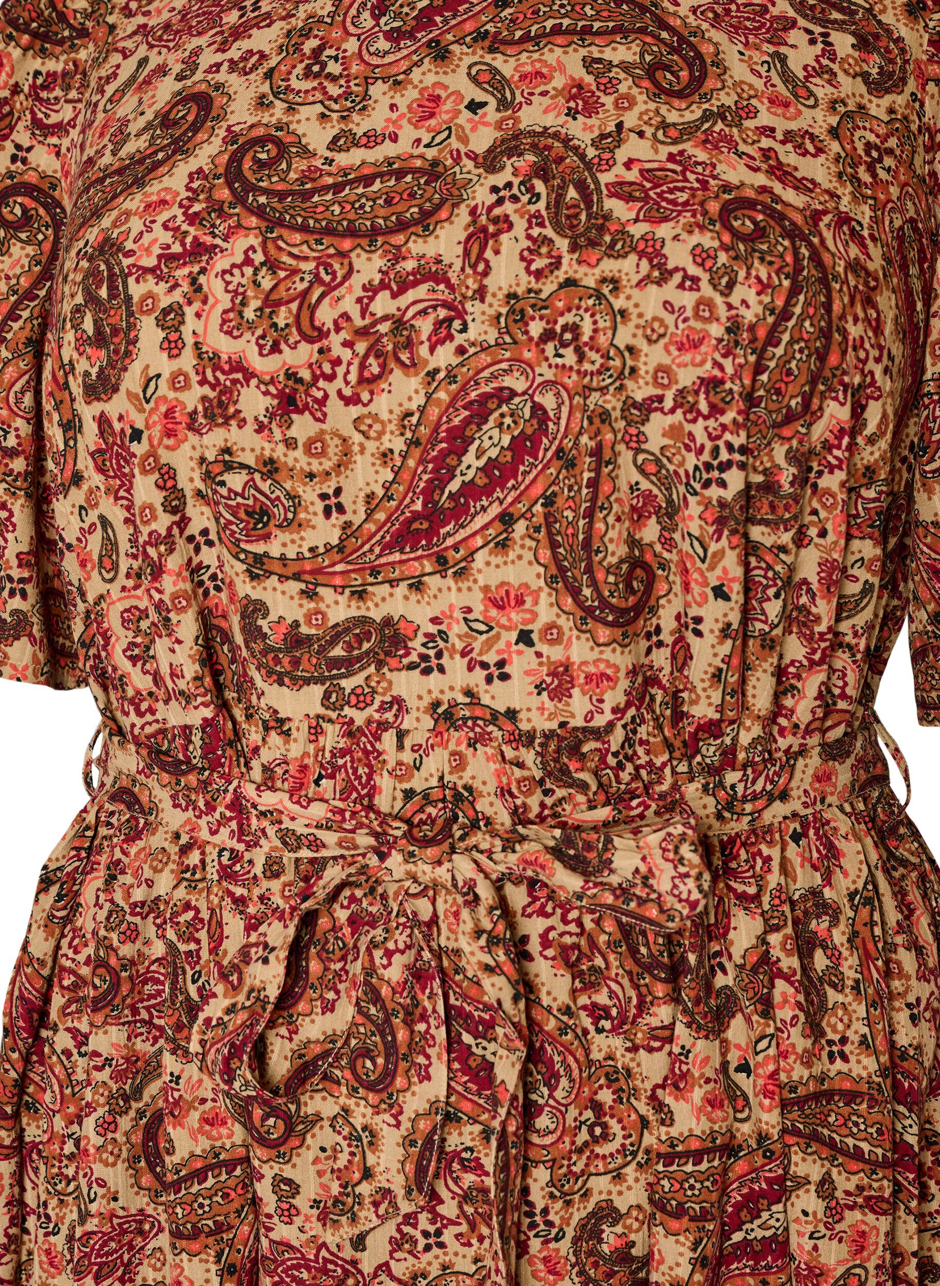 ZizzifashionDress with paisley print and tie-belt, Brown, Packshot image number 2