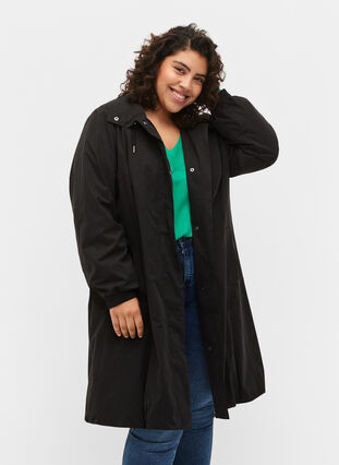 Jacket with hood, Black, Model image number 0