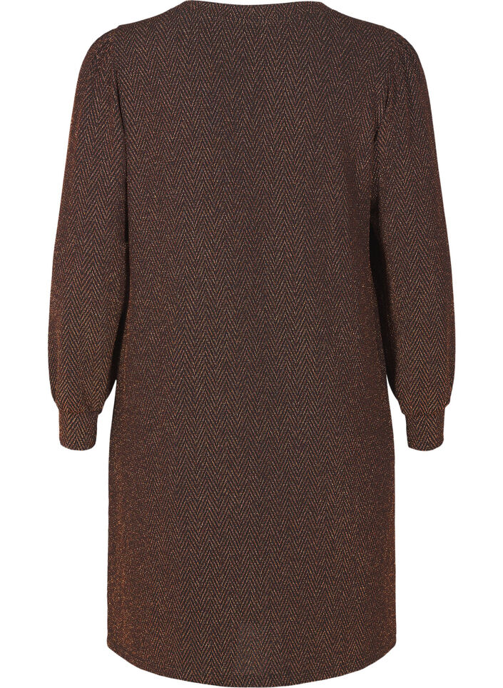 Dress with zigzag pattern and glitter, Copper ZigZagShimmer, Packshot image number 1