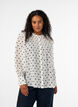 Viscose blouse with a ruffle collar, White, Model image number 0