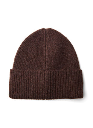 Knitted beanie with wool, Brown, Packshot image number 1