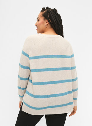 Rib-knit sweater with stripes, P.Stone/Reef W.Mel., Model image number 1