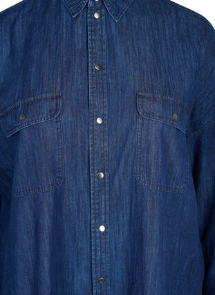 Oversized denim shirt in cotton, Dark blue denim, Packshot image number 2
