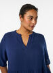 A-line midi dress in cotton muslin, Blue, Model image number 2