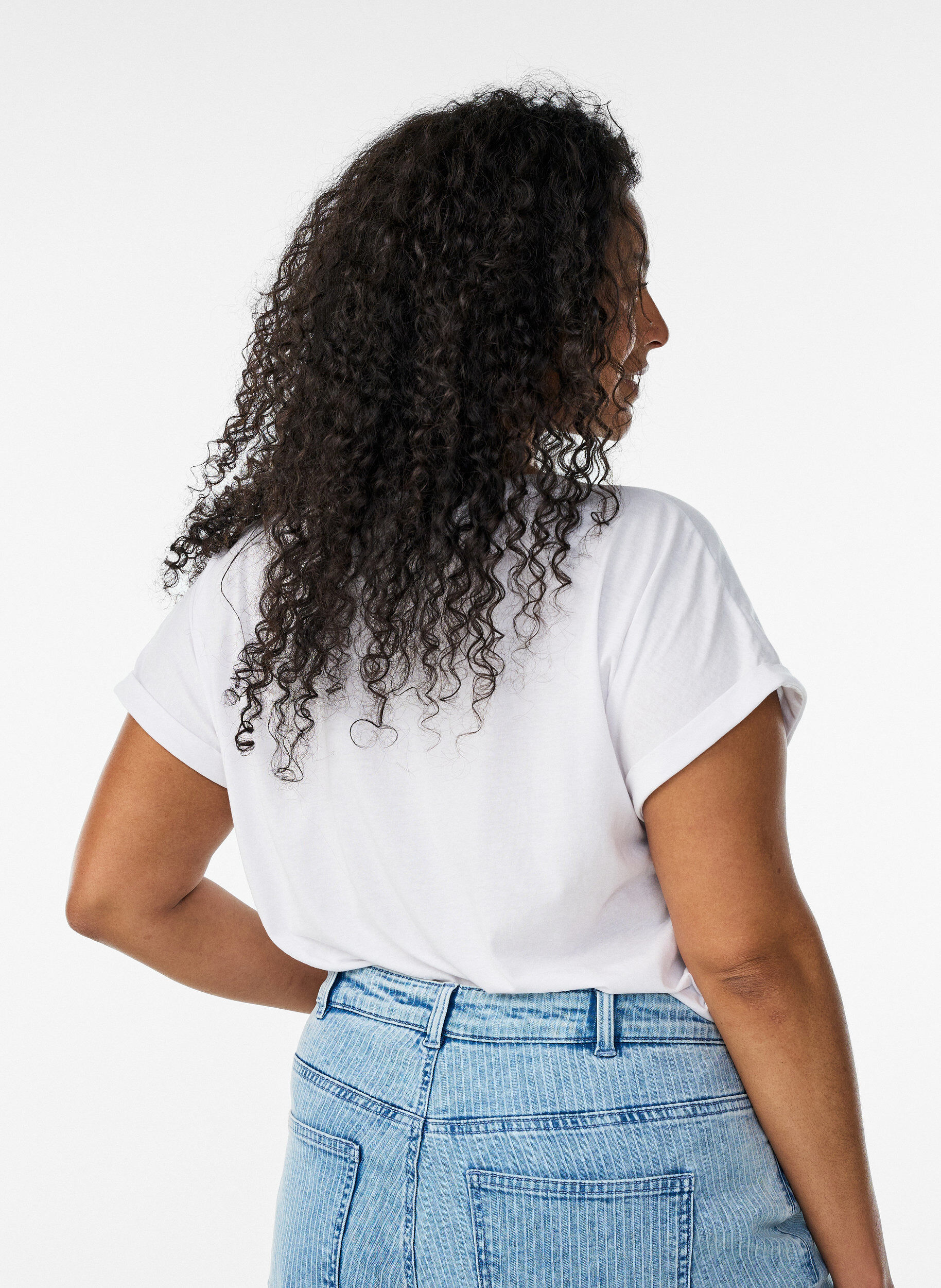 ZizzifashionShort sleeved cotton blend t-shirt, White, Model image number 2