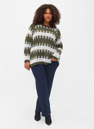 Patterned knitted jumper, Forest Night Comb, Model image number 2