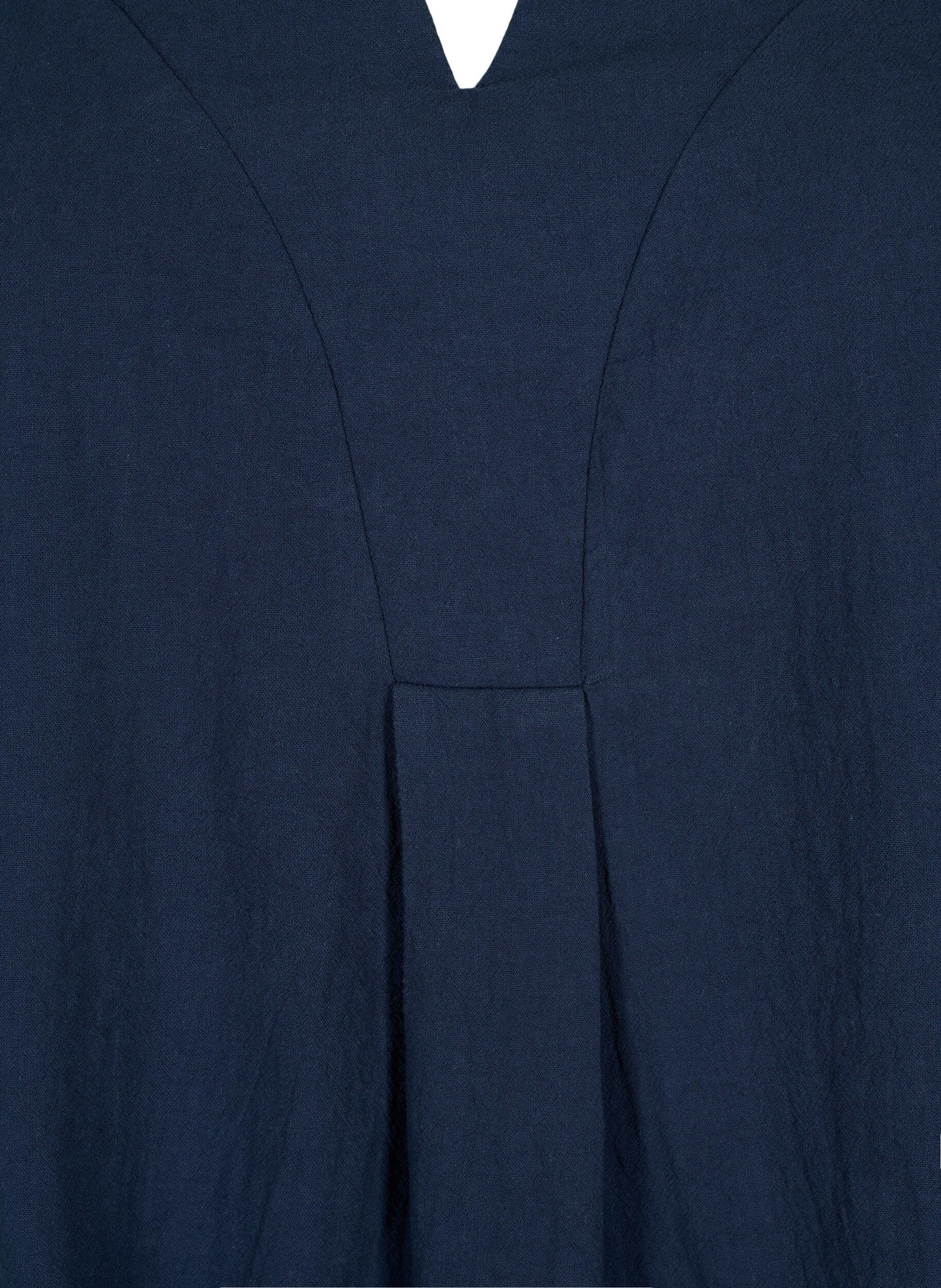 Zizzifashion FLASH - Cotton blouse with half-length sleeves, Navy Blazer, Packshot image number 2
