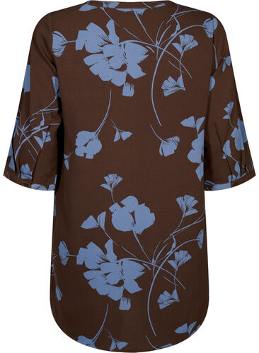 Floral tunic with 3/4 sleeves, Falcon Flower, Packshot image number 1