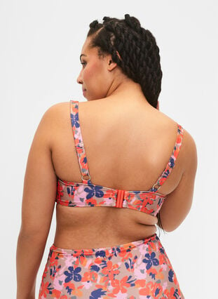 Printed bikini top, Retro Flower, Model image number 1