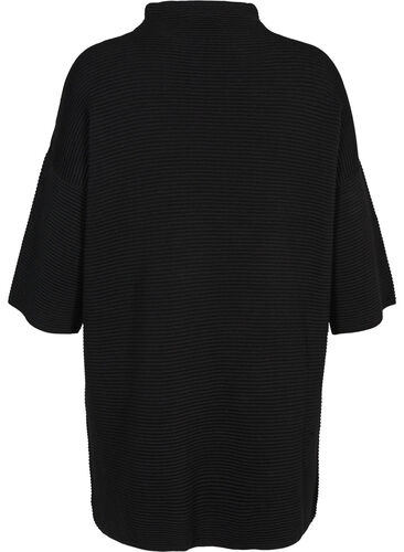 Knit dress with cropped sleeves, Black, Packshot image number 1