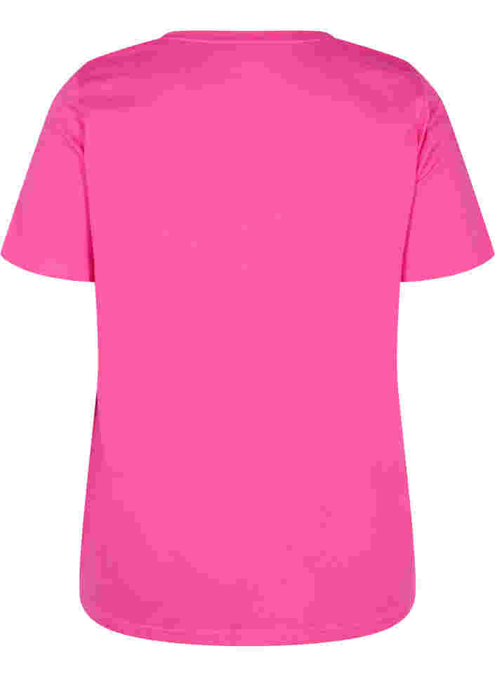 Short-sleeved cotton t-shirt with print, Magenta Beautiful, Packshot image number 1