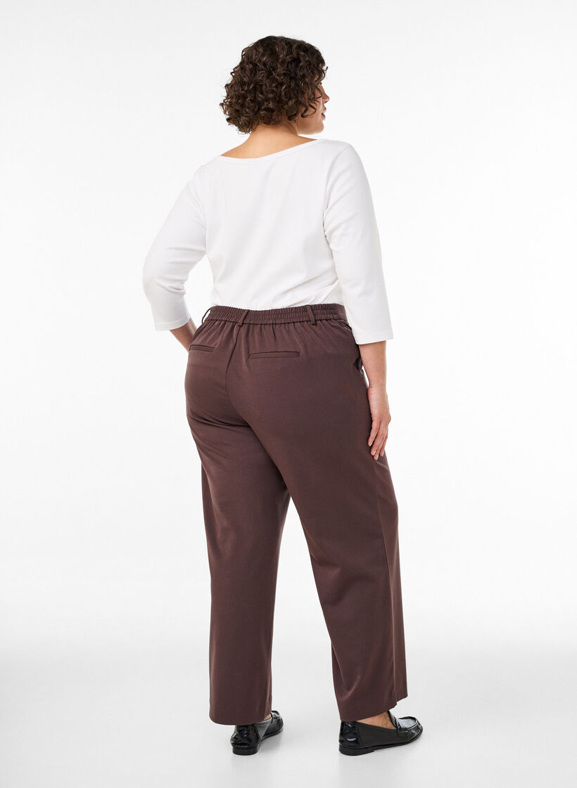 High-waisted tailored trousers with straight fit, Brown, Model image number 1
