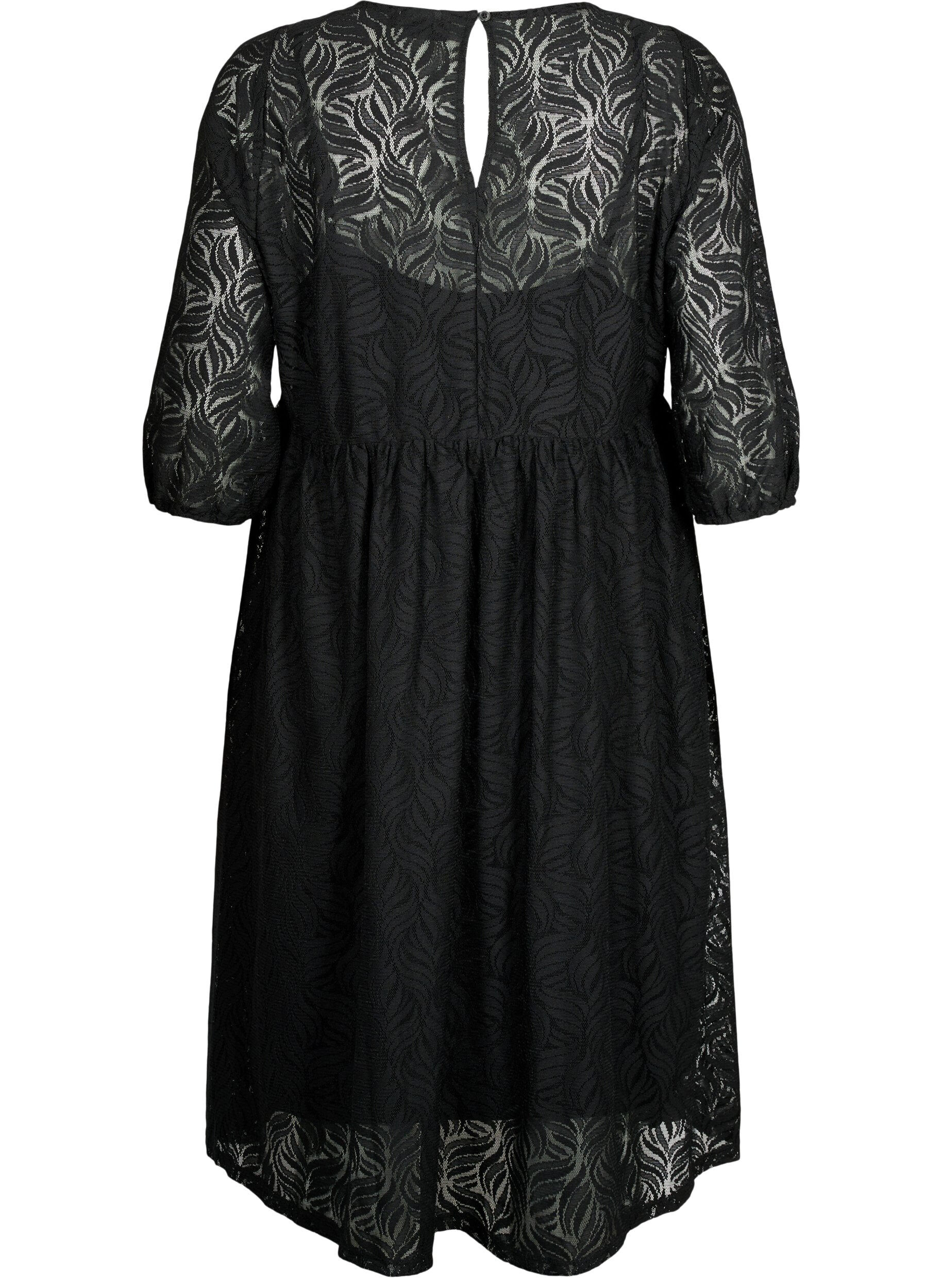 Zizzifashion Lace dress with 3/4 sleeves, Black, Packshot image number 1