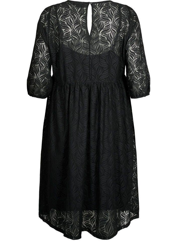 Lace dress with 3/4 sleeves, Black, Packshot image number 1