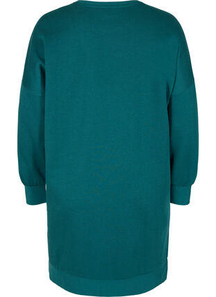 Mottled sweater dress with round neck, Deep Teal, Packshot image number 1