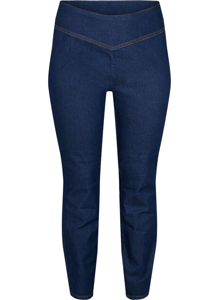 Stretchy cotton blend jeggings, Dark blue, Packshot image number 0