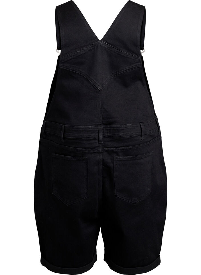 Denim overalls shorts, Black, Packshot image number 1