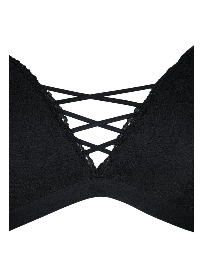Padded lace bra, Black, Packshot image number 2