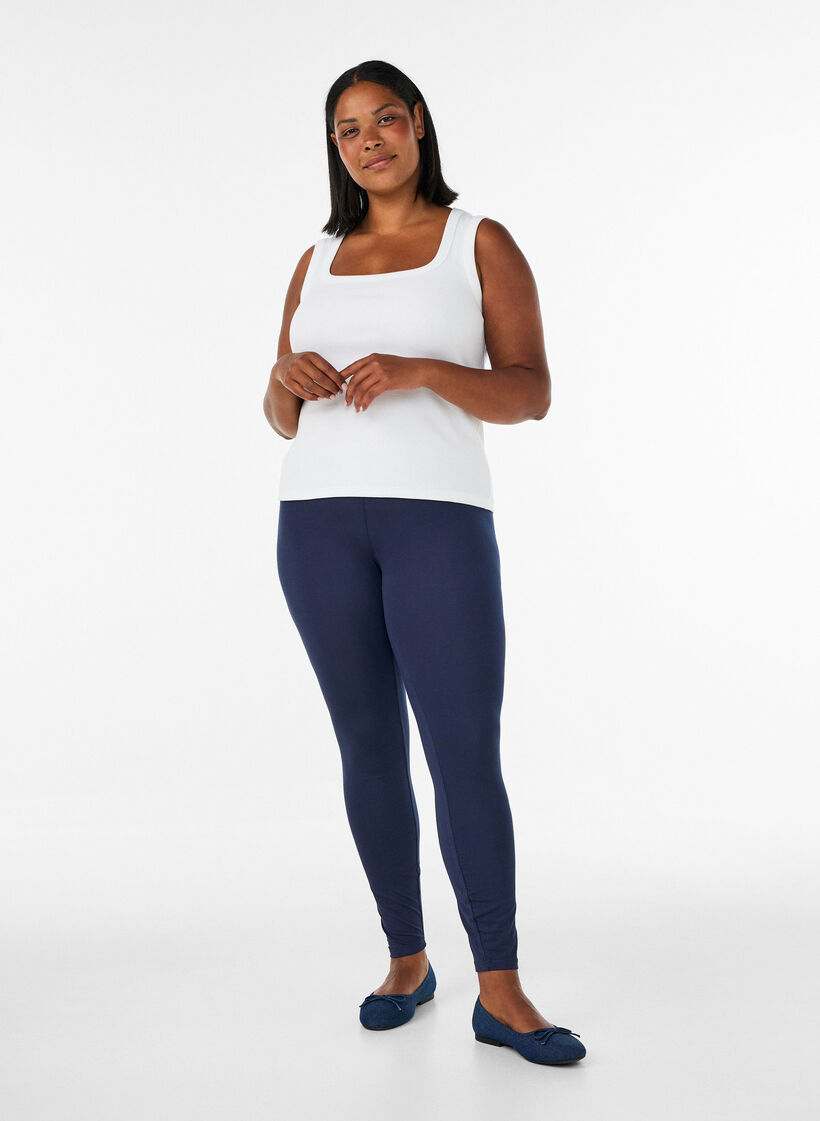 Basic leggings with extra length, Blue, Model image number 0