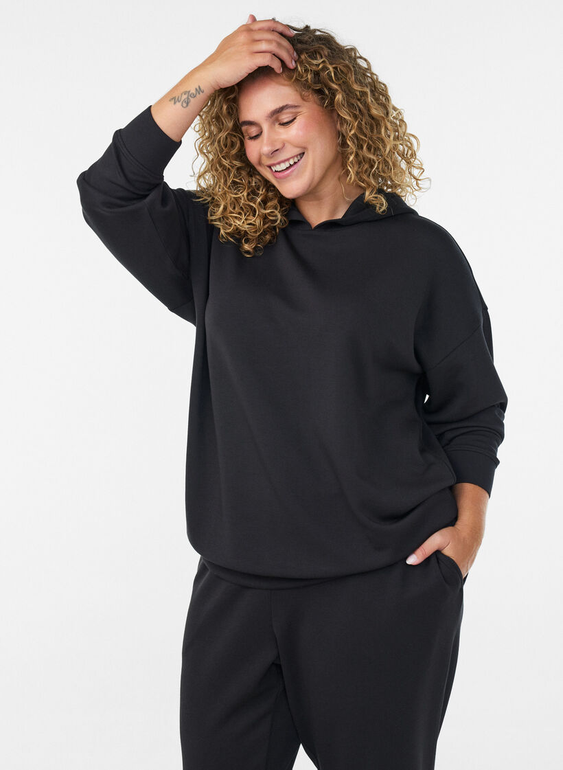 Jersey hoodie, Black, Model image number 0