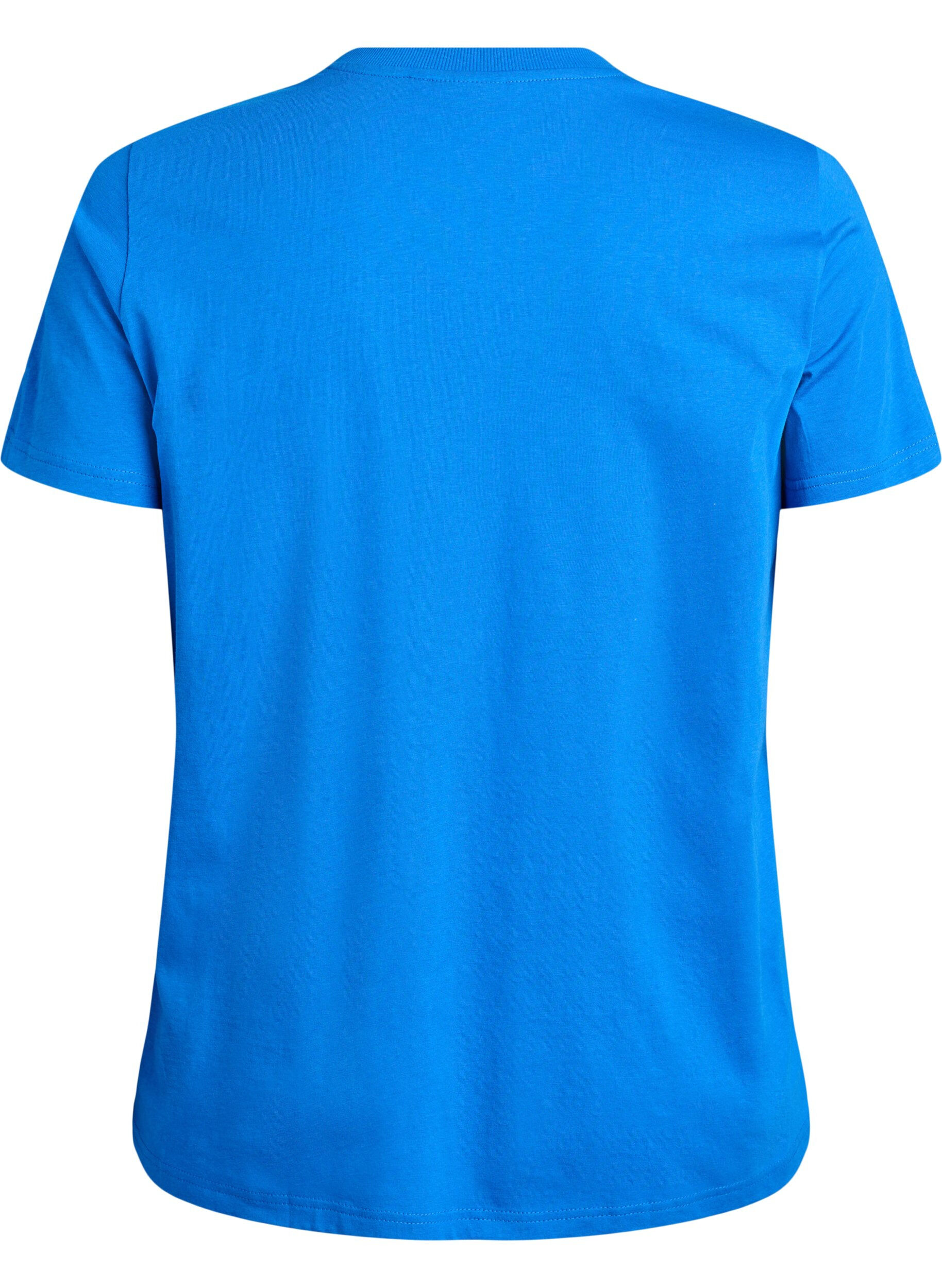 ZizzifashionBasic cotton T-shirt with round neck, Blue, Packshot image number 1