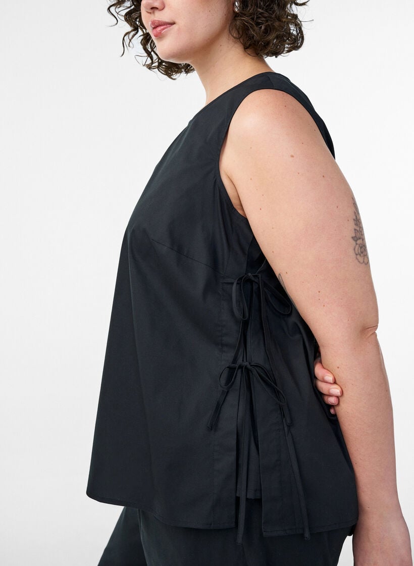 Sleeveless top with tie detail at the sides, Black, Model image number 3