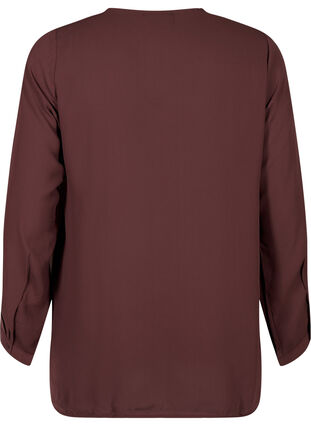 Solid colour shirt with v-neck, Fudge, Packshot image number 1