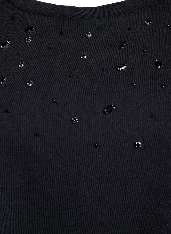 Boxy T-shirt with pearls and rhinestones, Dark Grey, Packshot image number 2