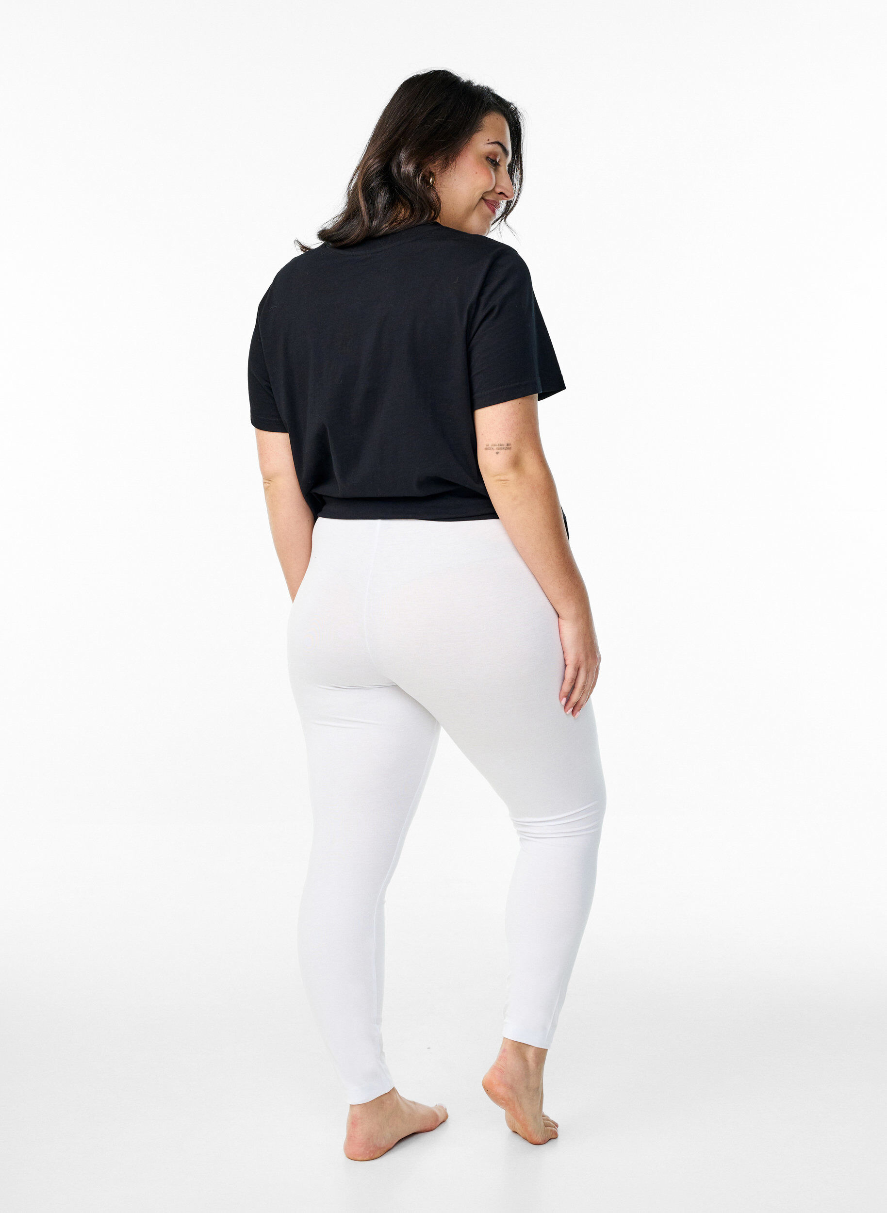 ZizzifashionBasic leggings with extra length, White, Model image number 2