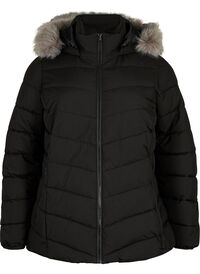 Short puffer jacket with hood