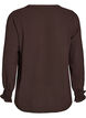 Blouse with smock cuffs and V-neck, Brown, Packshot image number 1