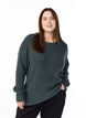 Melange knit blouse with round neck, Green, Model image number 0