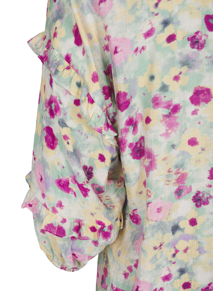 Blouse with ruffle details and floral print, Vanilla, Packshot image number 3