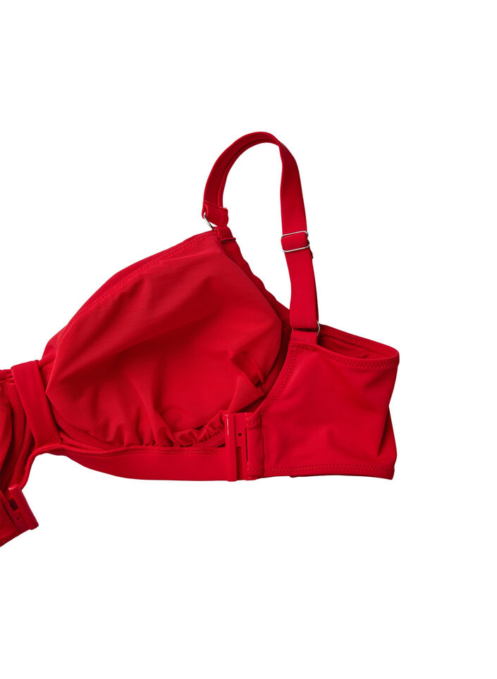 Underwire bikini bra with draping, Red, Packshot image number 3