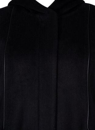 Jacket with wool and hood, Black Solid, Packshot image number 2