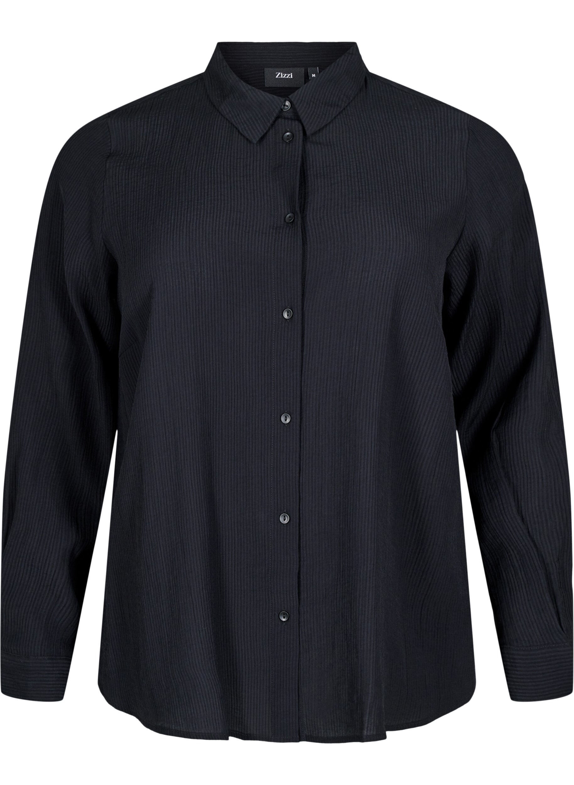 Zizzifashion Shirt with a striped texture, Black, Packshot image number 0