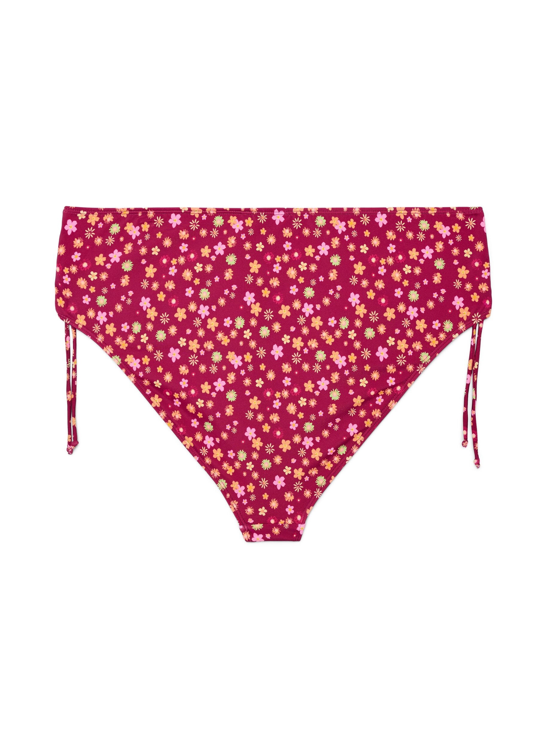 Zizzifashion Tai bikini briefs with tie-fastenings and floral print, Red, Packshot image number 1