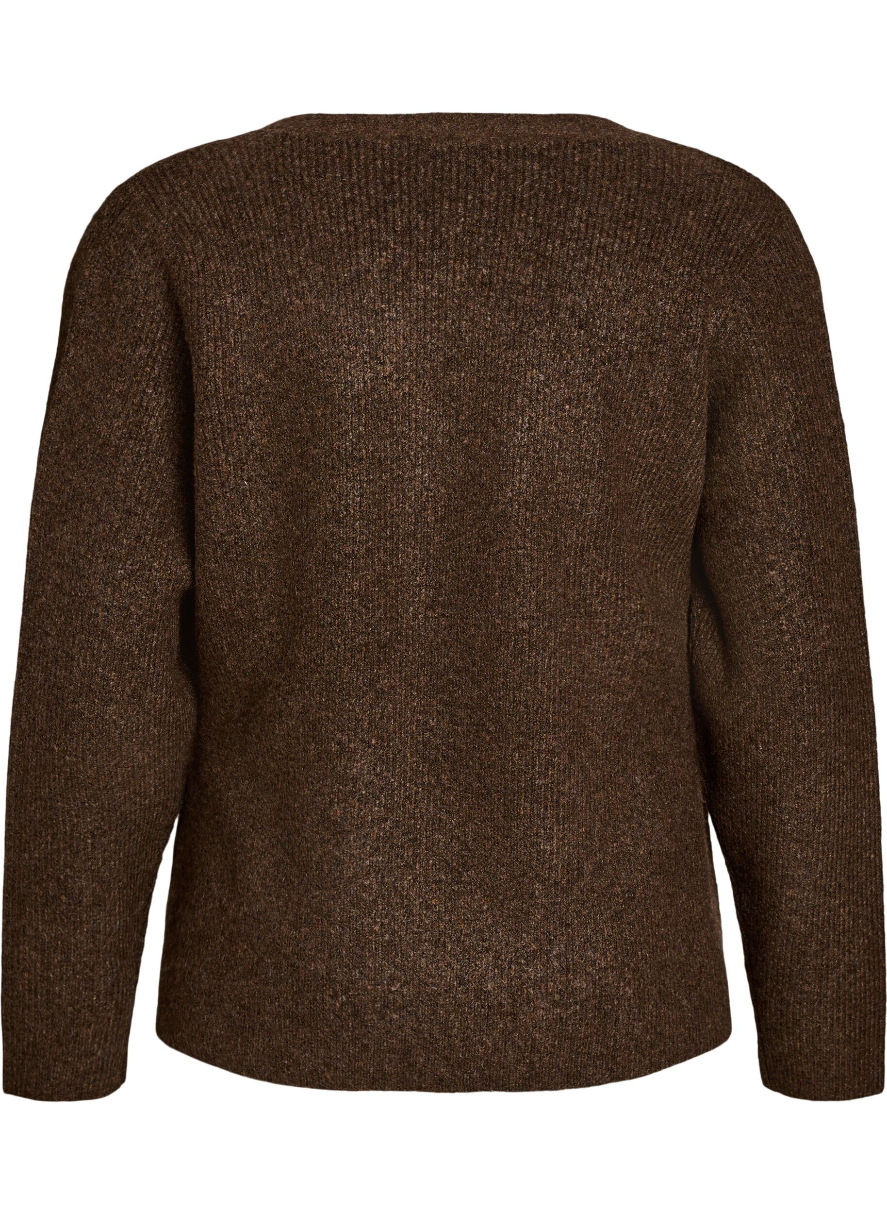 ZizzifashionKnitted cardigan with an asymmetric closure, Brown, Packshot image number 1