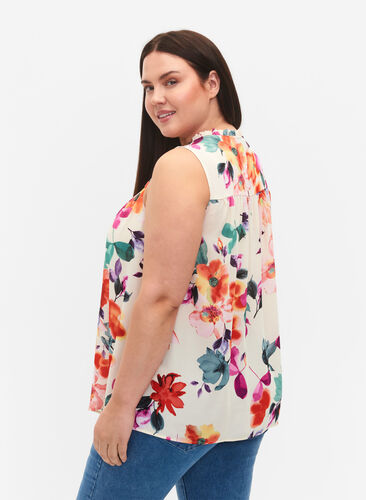 Floral top with tie detail, Buttercream Flower, Model image number 1
