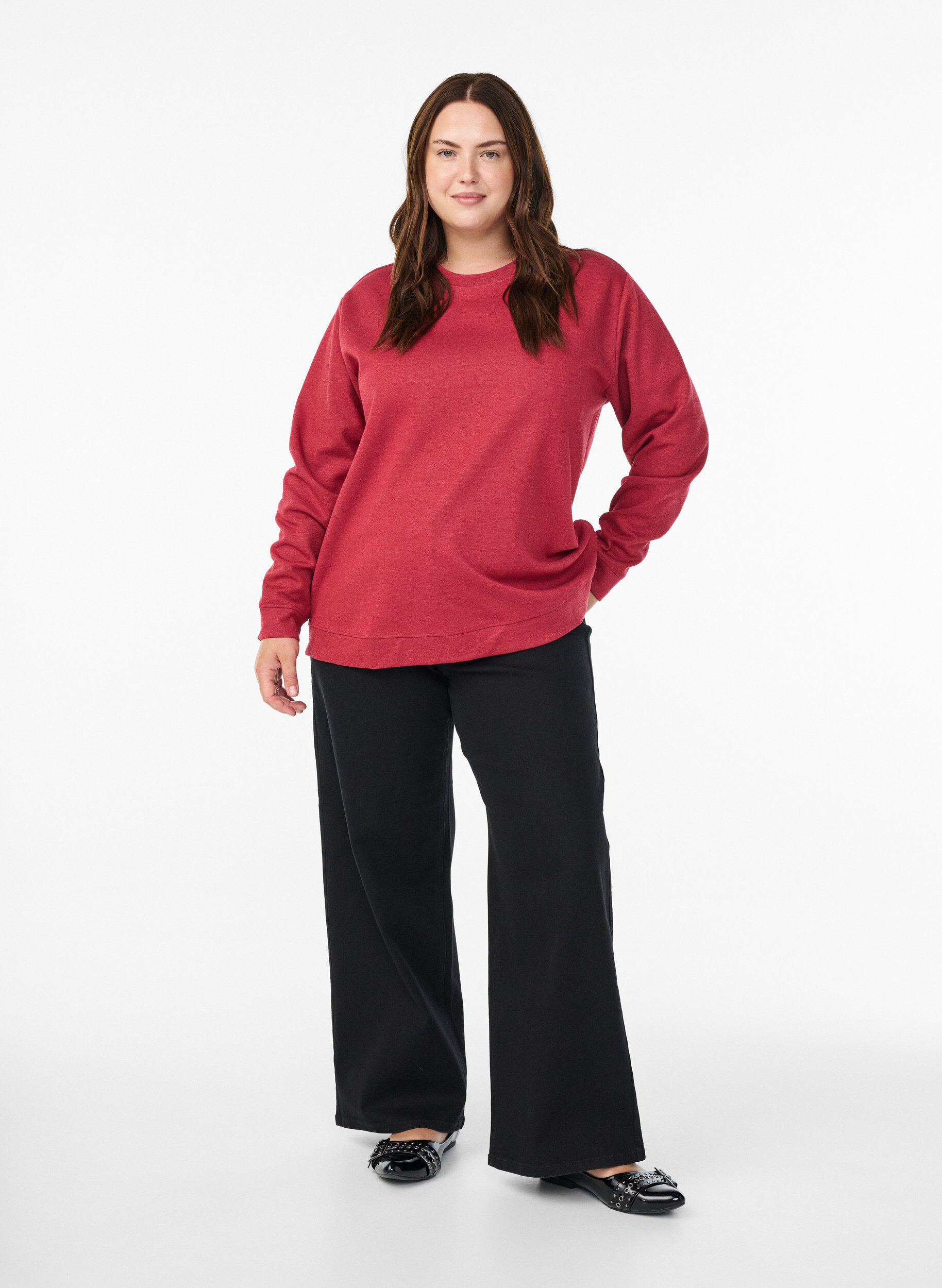 ZizzifashionSweatshirt with crew neck, Red, Model image number 1