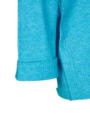 Long-sleeved knitted jumper with turtleneck, Malibu Blue Mel., Packshot image number 3