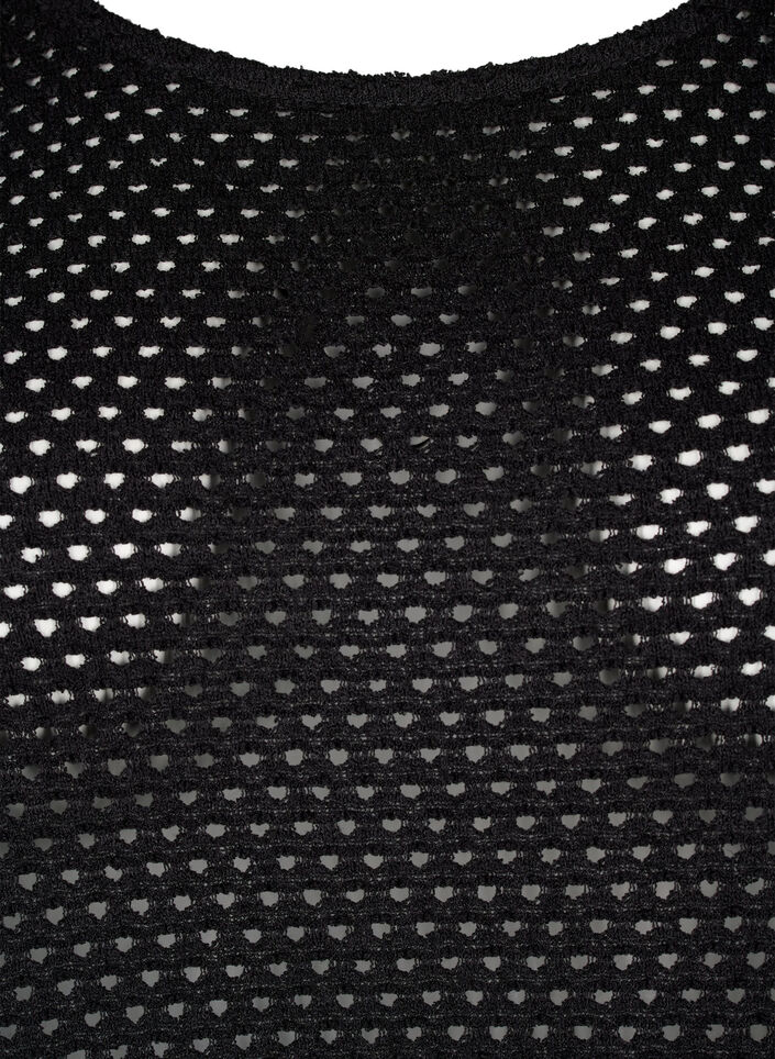 3/4 sleeve dress with knitted lace pattern, Black, Packshot image number 2