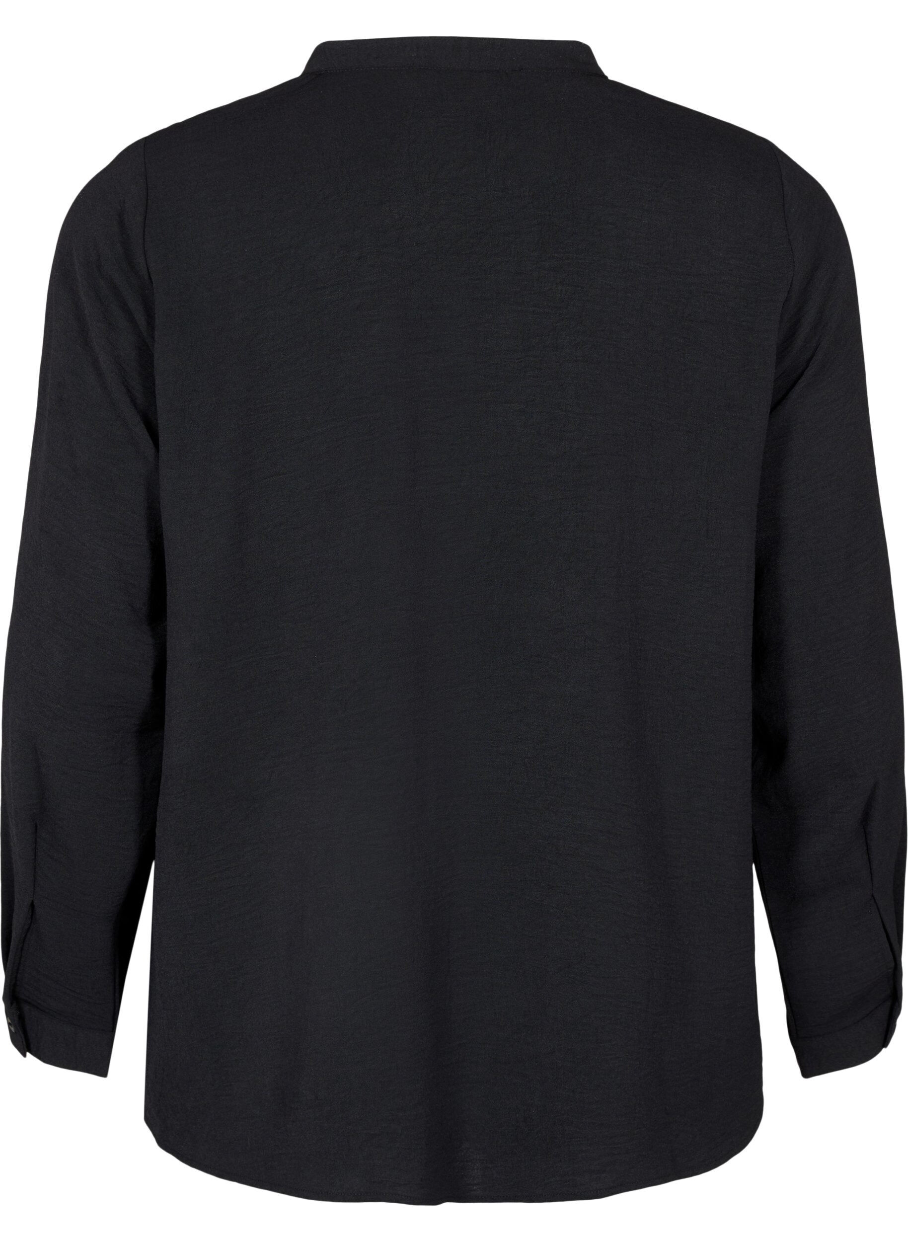 Zizzifashion Long-sleeved shirt blouse with V-neck, Black, Packshot image number 1