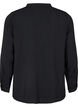 Long-sleeved shirt blouse with V-neck, Black, Packshot image number 1
