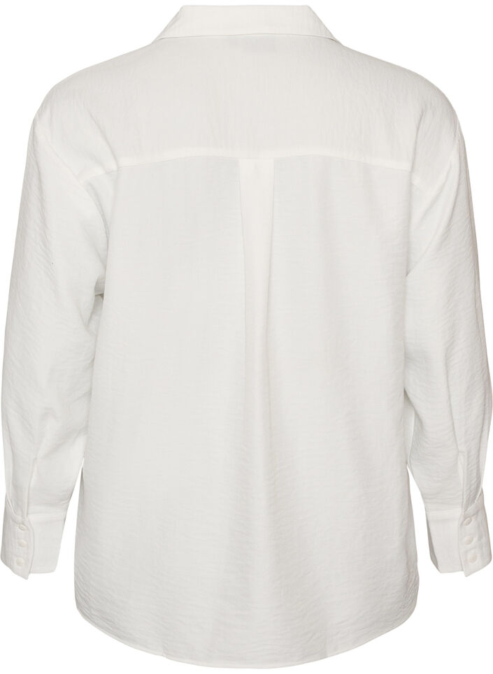 Loose shirt with V-neck, White, Packshot image number 1
