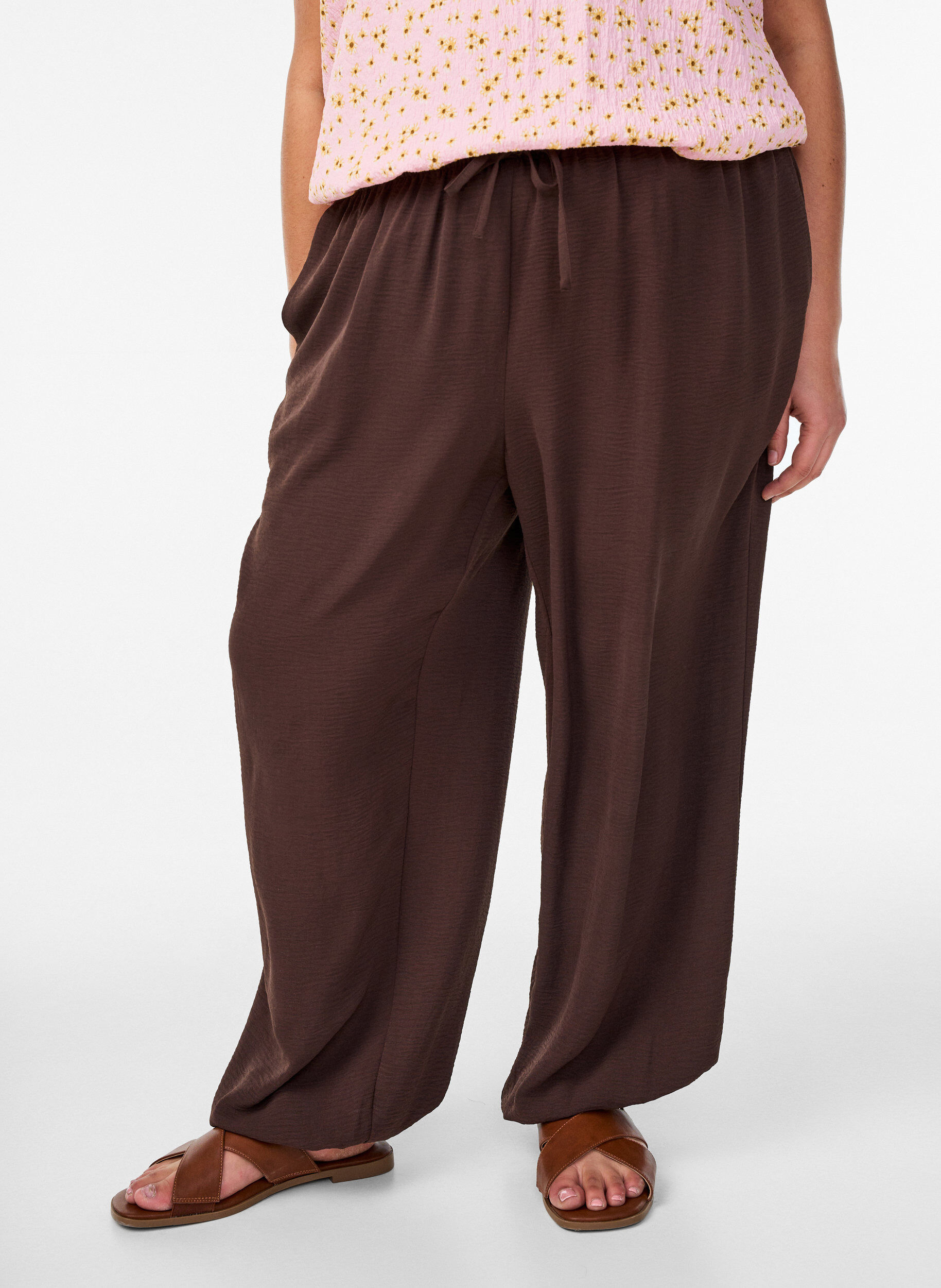 ZizzifashionHigh-waisted balloon trousers, Brown, Model image number 2