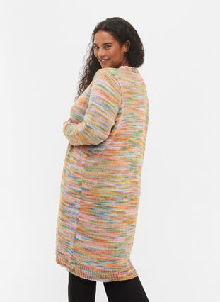 Long patterned knit cardigan in cotton blend, Multi Color, Model image number 1