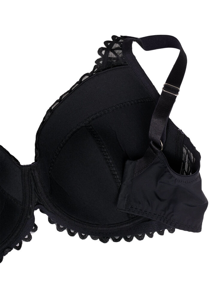 Padded bra with underwire and lace details, Black, Packshot image number 3
