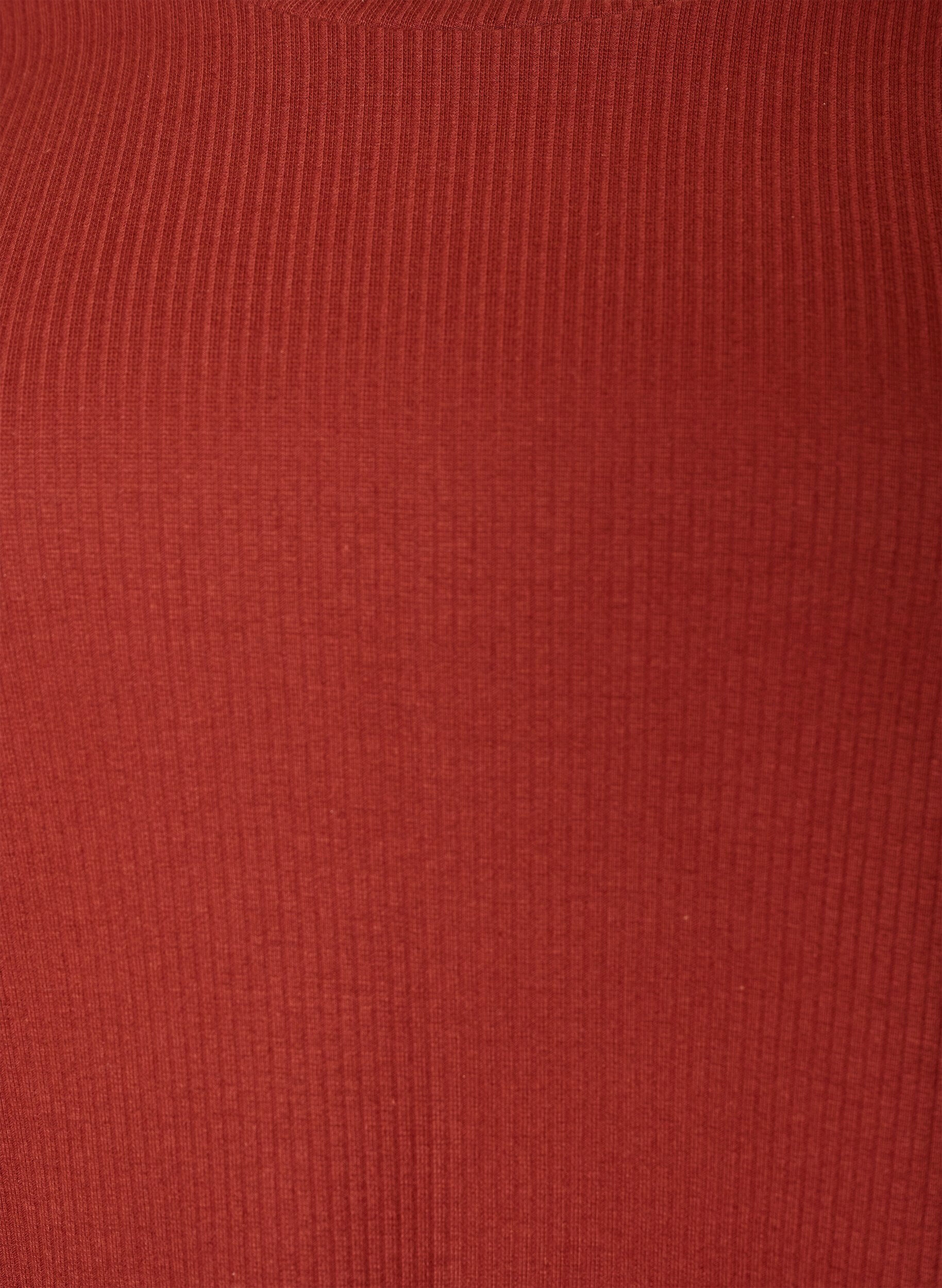 ZizzifashionRibbed jersey blouse with short sleeves, Red, Packshot image number 2