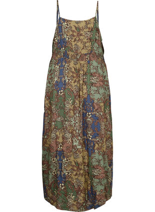 Sleeveless viscose midi dress with a paisley print, Green Paisley, Packshot image number 1